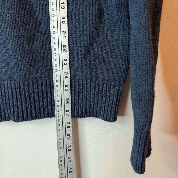 Roots Navy Knit Logo Sweater Wool Blend Crewneck Large - Picture 8 of 10